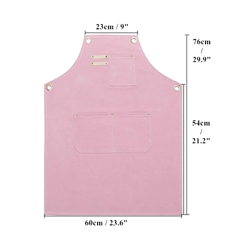 Cross-back Pink Canvas Apron Cafe Barista Bartender Bakery Pastry Chef Uniform Florist Painter Artist Gardener Workwear E97