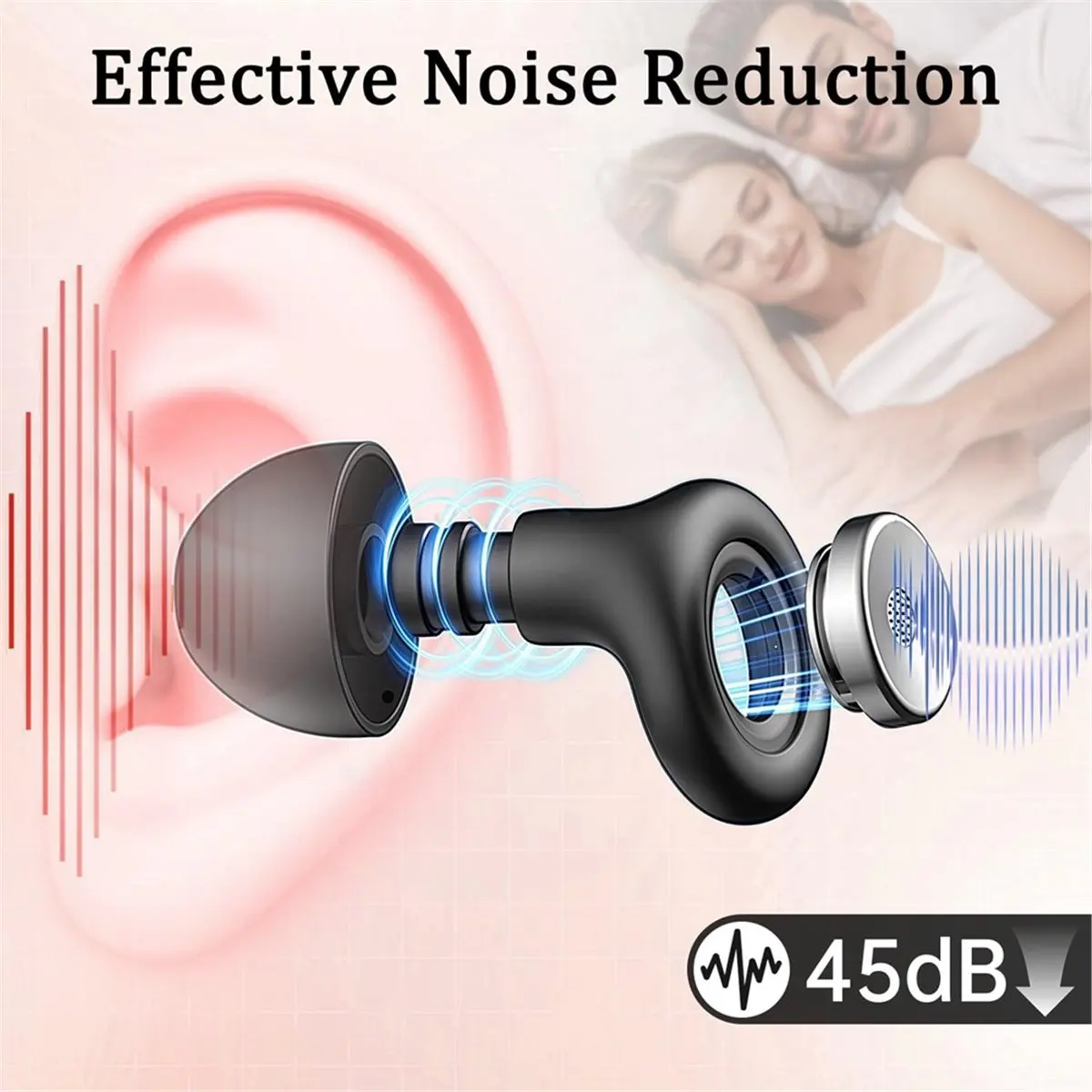 AT42 Ear Plugs for Sleeping Noise Cancelling 45dB, Silicone Hearing Protection Earplugs for Concerts, Snoring, Travel, Study