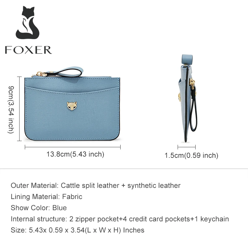 FOXER-tarjetero de PU para mujer, monedero de cuero sintético, Mini Paquete de dinero, elegante bolso de mano corto para mujer