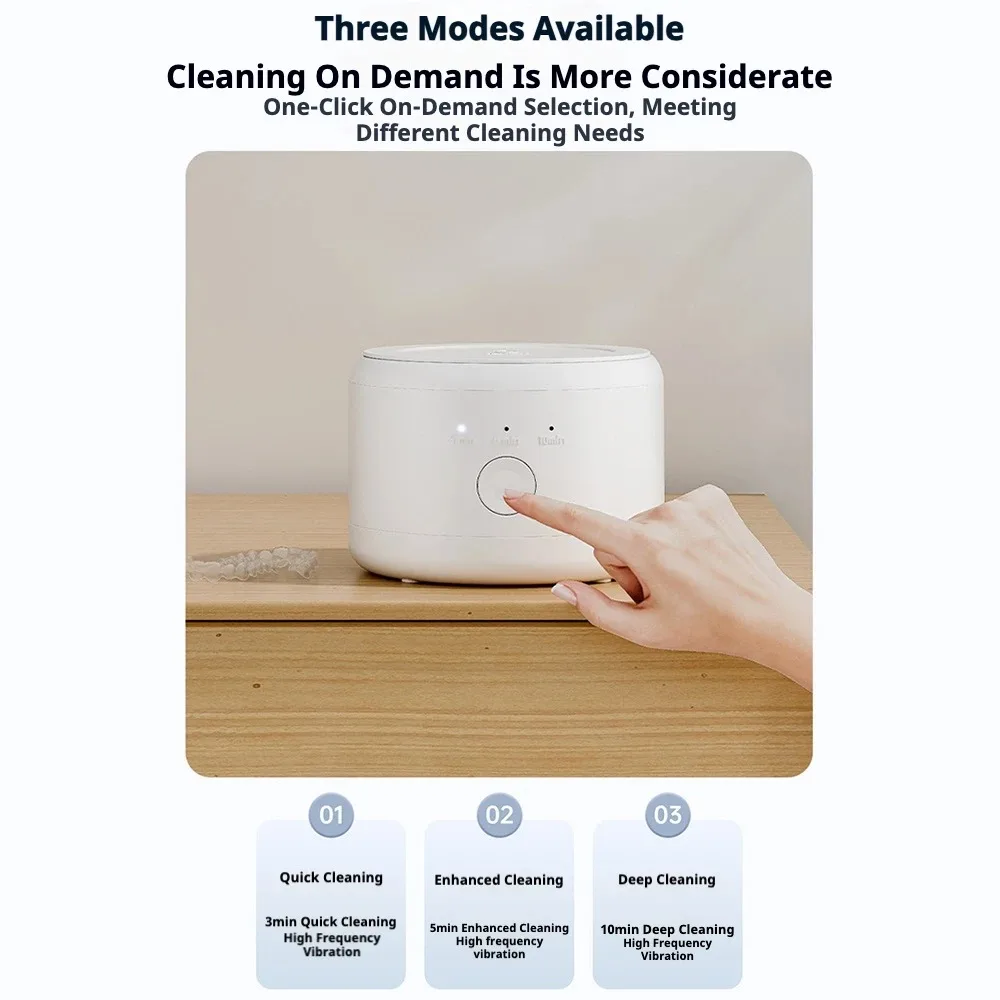 Ultrasonic Portable Retainer Cleaner Machine for Dentures Mouth Guard Aligner Whitening Trays, Personal Oral Care Supplies