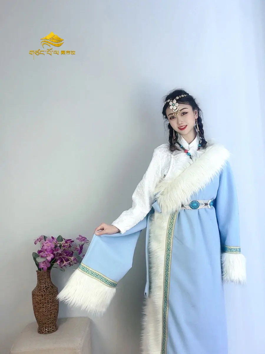 2024 New Tibetan Robe Clothing Yunnan Photo Trip Shoot Ethnic Clothes Dance Style