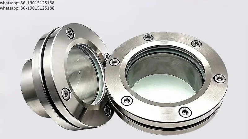 304 stainless steel sight mirror flange with welded pipe observation hole glass sight mirror DN100