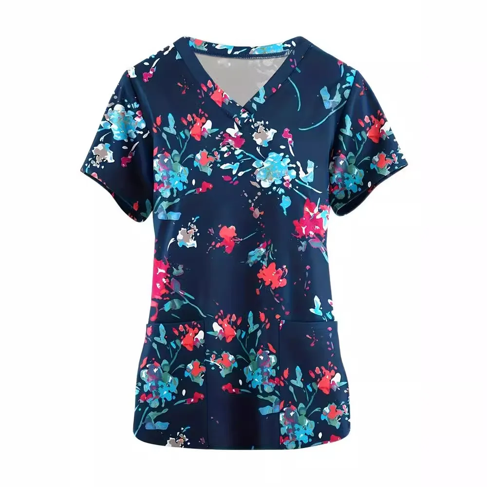 Admite dropshipping multiplataforma para ventas directas de uniformes de enfermera con cuello en V para mujer para un comercio transfronterizo en Europa y