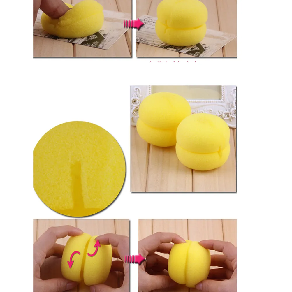 Hair Curler Sponge Balls 4 Sets Soft Lightweight Heatless Rollers for Overnight Sleeping Home Styling