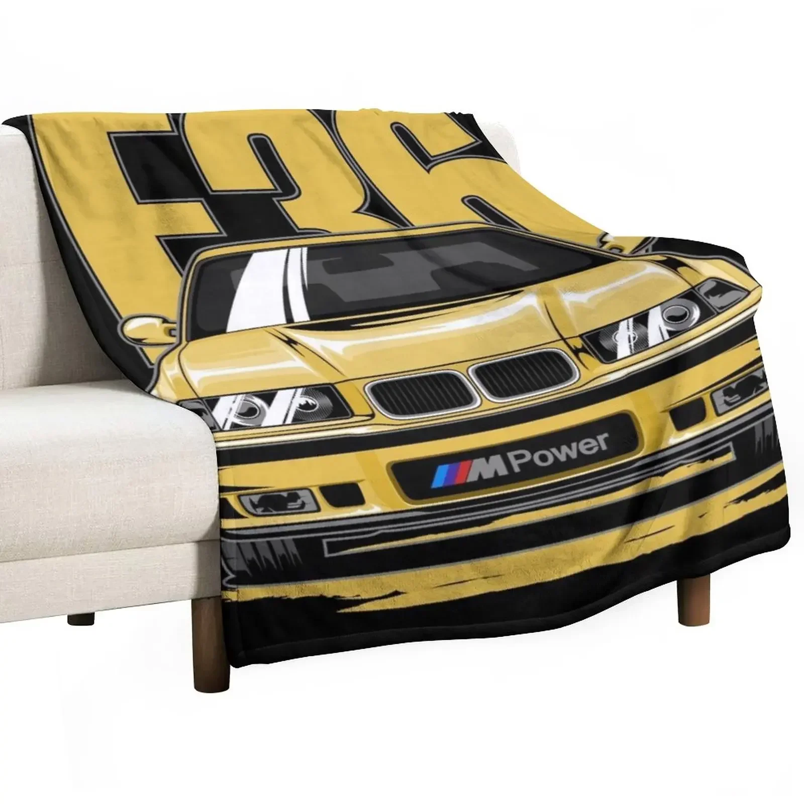 Yellow M3 E36 Coupe Throw Blanket Hairy Multi-Purpose Decorative Throw Soft Blankets