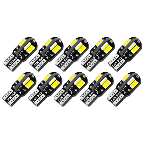 10x W5W T10 LED CANBUS No Error 5W5 12V 5W 600Lm Супер яркий салон автомобиля Боковой фонарь 194 3030 SMD Автоматическая лампа Белый Янтарный Красный