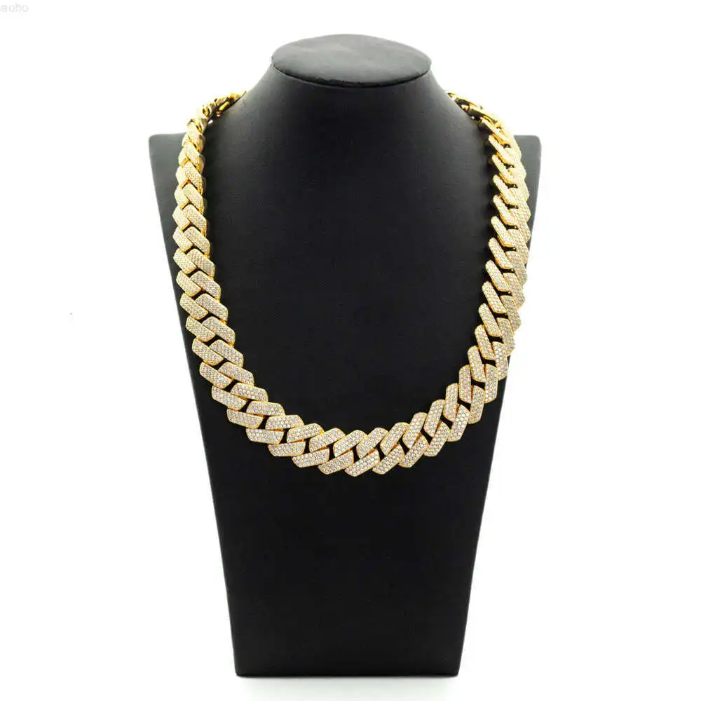 

15mm 3 Row Miami Iced Out Moissanite Cuban Real Karat Solid Gold Filled Cuban Link Chain 14k Gold