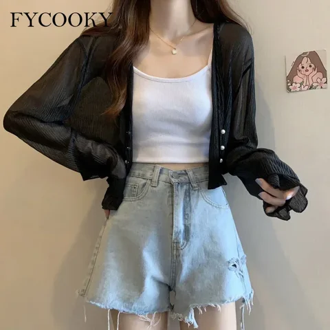 FYCOOKY однотонный полиэстер кардиган