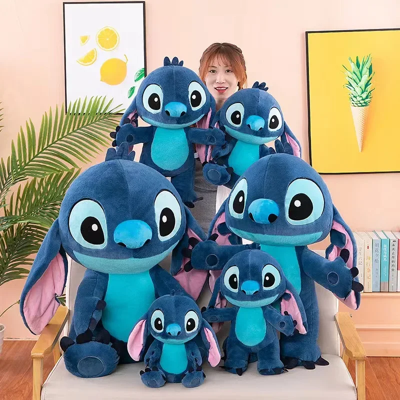 35-80CM Disney Lilo & Stitch Doll Cartoon Angel Plush Toy Cute Anime Soft Stuffed Kawaii Companion Children's Birthday Gift