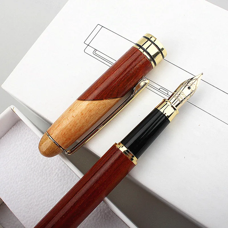 Luxury Fountain Pen 0.5mm Wooden Writing Pens for Students Art Calligraphy Pens Business Gifts Stationery Supplies INK PEN