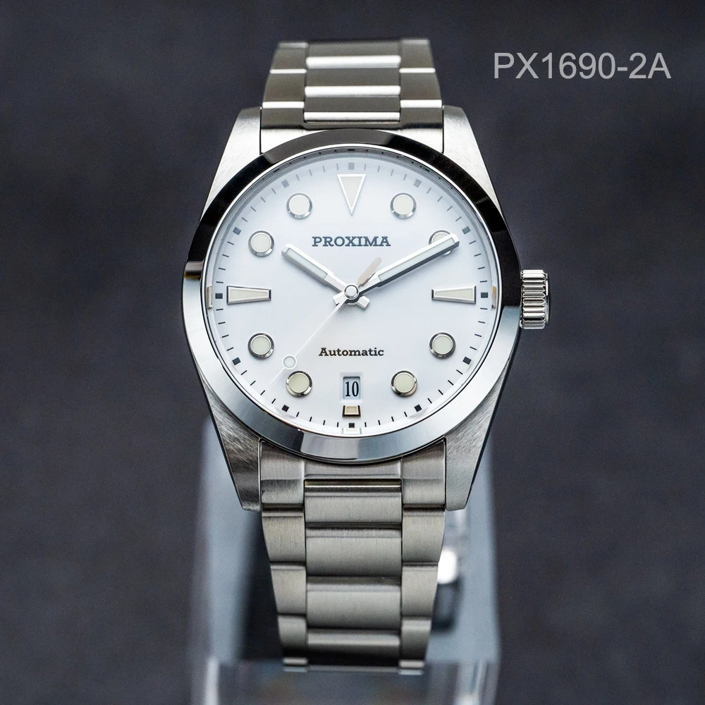 PX1690-2A 37MM Proxima Vintage Men Automatic Mechanical Watches PT5000 Sapphire Stainless Steel Enamel Dial 20Bar 2023 New