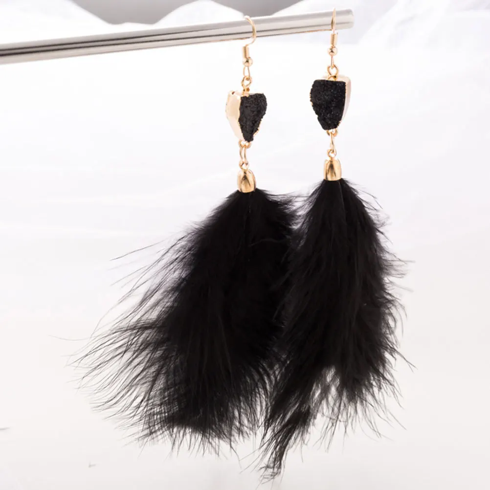 

1Pair Earrings Lightweight Long Stylish Ear Hooks Black Eardrops for Women Daily Gift Eardrops