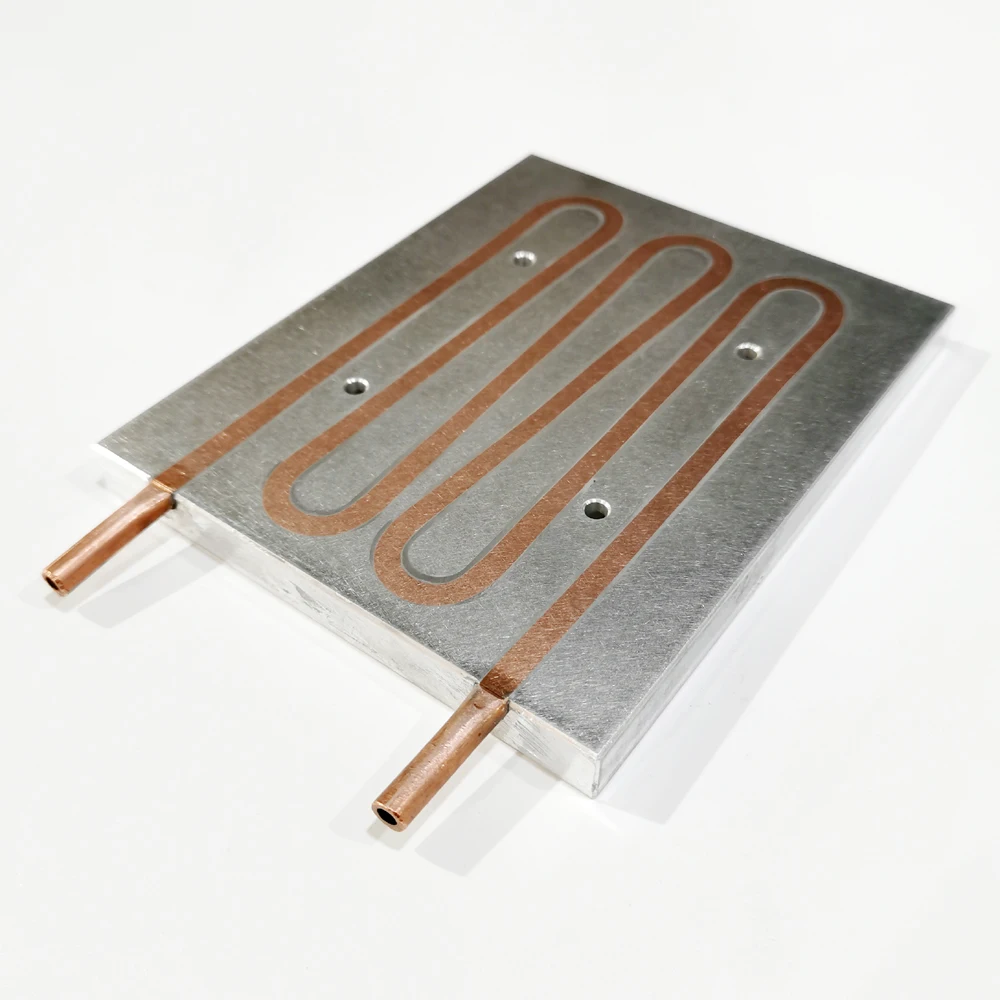 

Custom Water Cooling Plate With Embedded Copper Tubes 120*12*150mm Liquid Cooling Heat Sink Cold Plate for Heat Exchanger