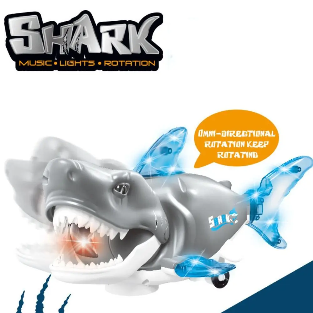 พลาสติกแกว่งของเล่นฉลามเสียงจําลอง Crawling Interactive Shark ของเล่น Movable Craft Decor Swaying ของเล่นปลา