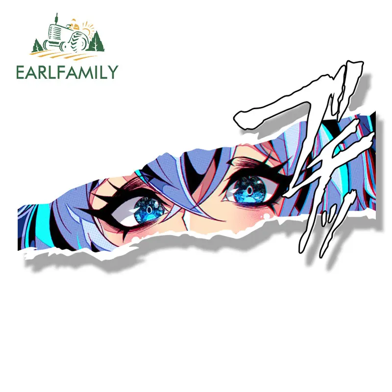 EARLFAMILY Chibi Rei Stingray Vtuber Car Sticker Sketch Waifu Fanart Decal Cartoon Shark Girl Peeker Stickers Car Accessories view 4