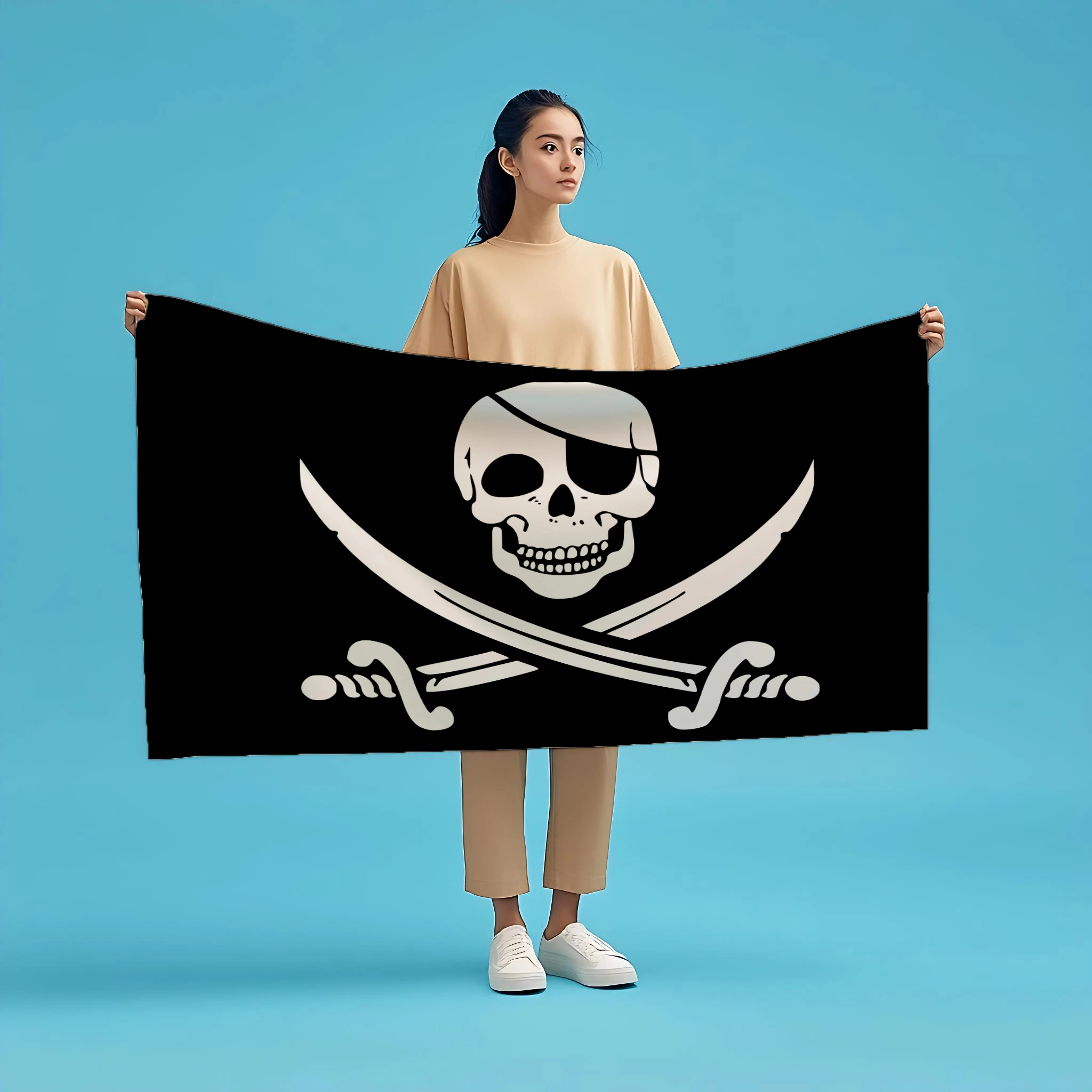 

Pirate Theme Soft Towel Flannel Printed Towel Quick-drying Double-sided Velvet Absorbent Bath Wash Face Towel Birthady gift