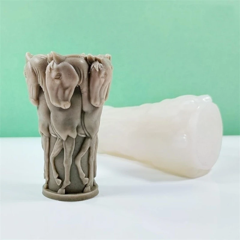 DIY Horse Relief Silicone Candle Mould 3D Animal Statue Soap Resin Plaster Making Set Ice Chocolate Cake Baking Mold Decor Gifts