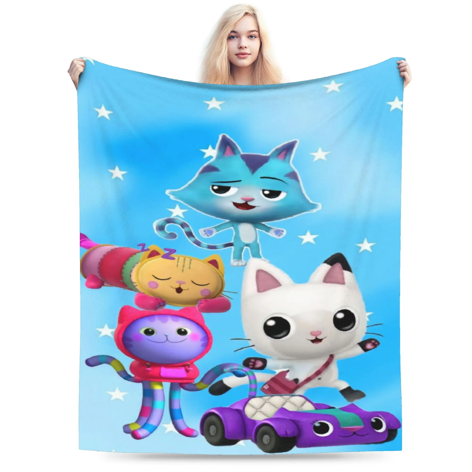 Super Warm Blanket Boy Girl Camping Gabbysed dollhouses Throw Blanket  Flannel Bedspread For Outdoor Pattern Sofa Bed Cover