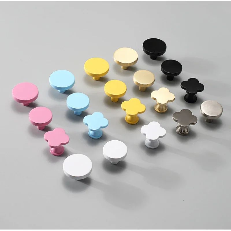 Colorful Zinc Alloy Solid Round Single Hole Closet Drawer Pull Children Solid Knob Hardware Furniture Handle Pull Knob