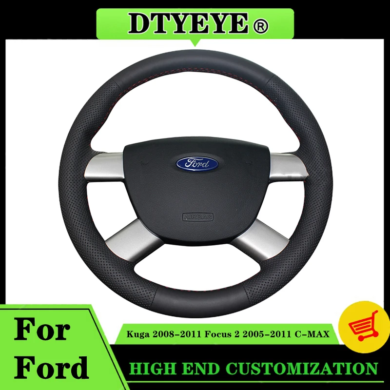 Car Steering Wheel Cover For Ford Kuga 2008-2011 Focus 2 2005-2011 C-MAX Car Interior Customized Original Steering Wheel Braid