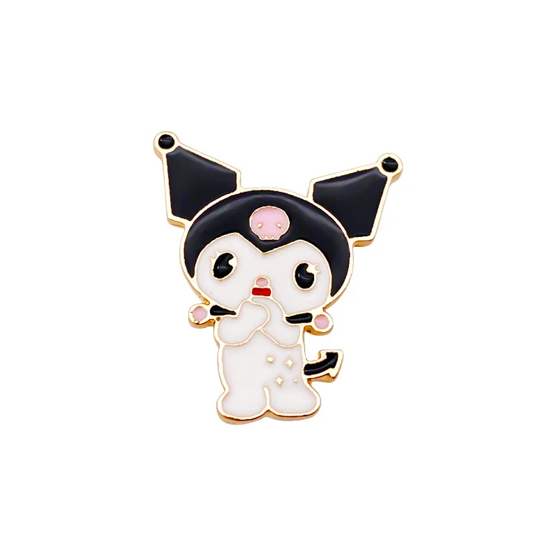 Sanrio Kuromi Brooch Action Anime Figures Mymelody Kuromi PompomPurin Brooch Cute Cartoon Clothing Bags Ornaments Children Gifts