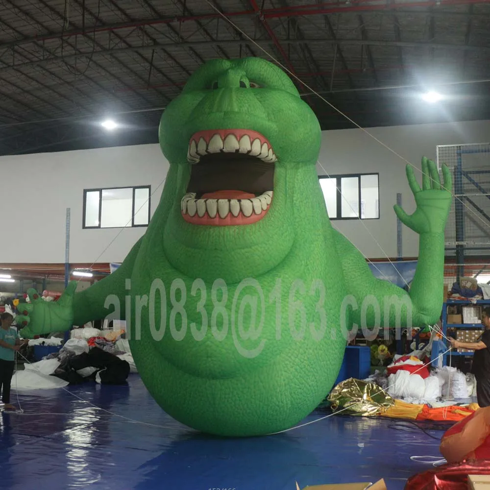 Outdoor Halloween Inflatable Slimer Ghost With Led Lights Blower Inflatable Green Monster Blow Up Devil For Festival Decoration