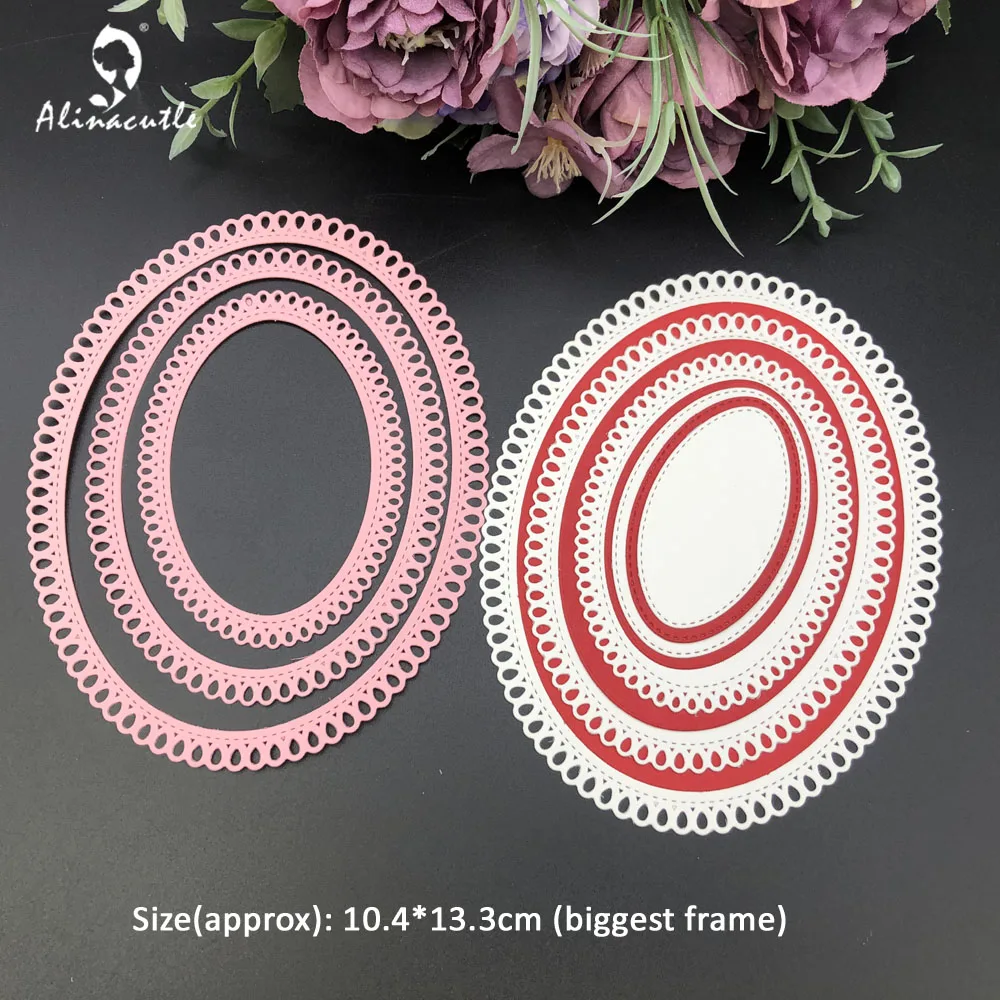 Alinacutle Metal Cutting Die Cut Tear Drop Nesting Oval Frame Scrapbook Paper Craft Album Handmade Card Template Die Cutting