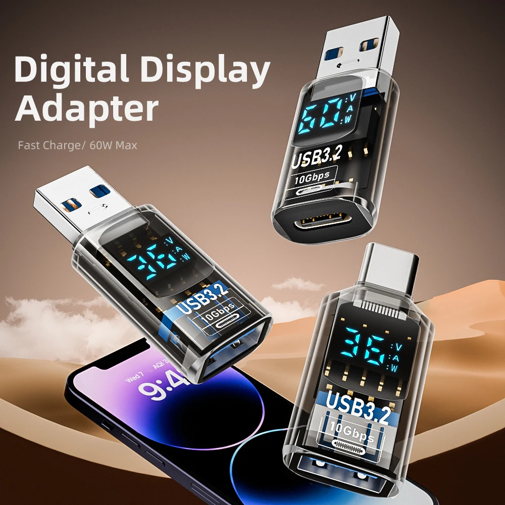 USB3.2 Digital Display Adapter 10Gbps USB Male to USB Female USB C Converter Fast Charging Data Adapter for iPhone16 15 Laptop