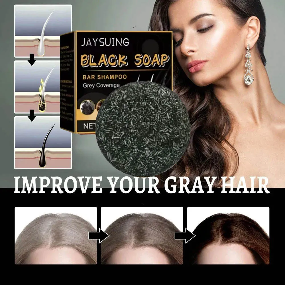 صابون أسود قاتل الشعر الأبيض، يزيل الشعر الرمادي ويعيد لون الشعر الطبيعي في أسبوع