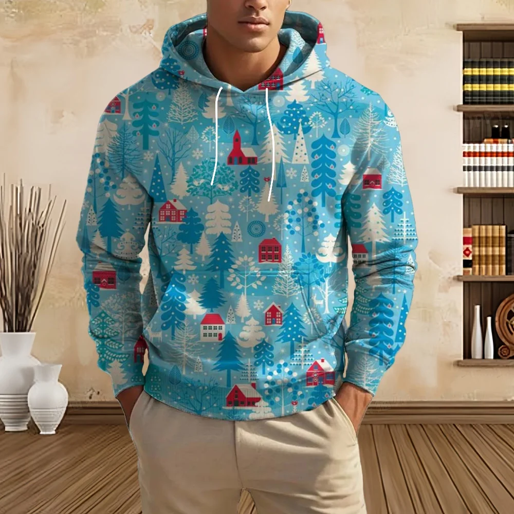 

Classic Christmas Men's Hooded Sweatshirt Street Fun Santa Claus 3D Printed Sports Hoodies Autumn Fashion Snowman Men's Hoodie