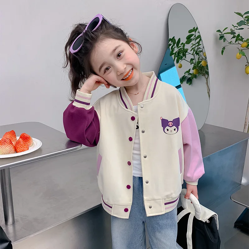 Anime sanhos autunno giacca Baseball Cartoon Kuromi bambino sport capispalla cappotto primavera autunno moda ragazzi giacca abbigliamento per bambini