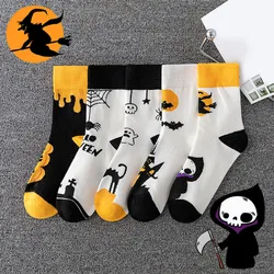 Halloween Cotton Socks For Unisex Pumpkin Jacquard Mid-tube Socks Harajuku Breathable Funny Socks Festival Couple Hosiery