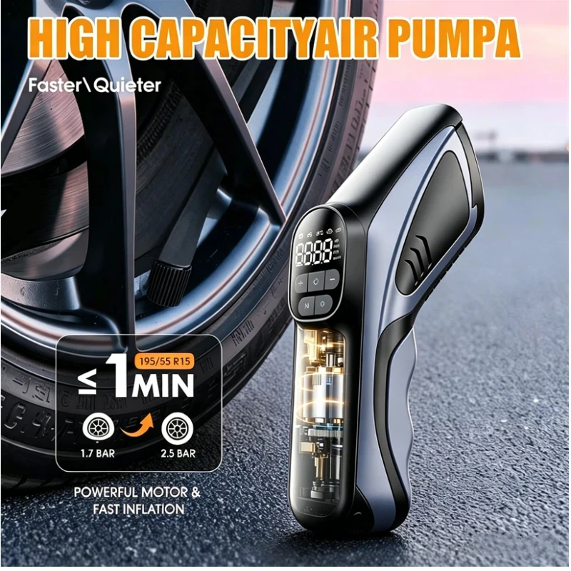 Mini Car Electric Air Pump Portable Wireless Charge Car Pump Tire Inflator Air Compressor Suitable for Car Motorcycle Bike Ball
