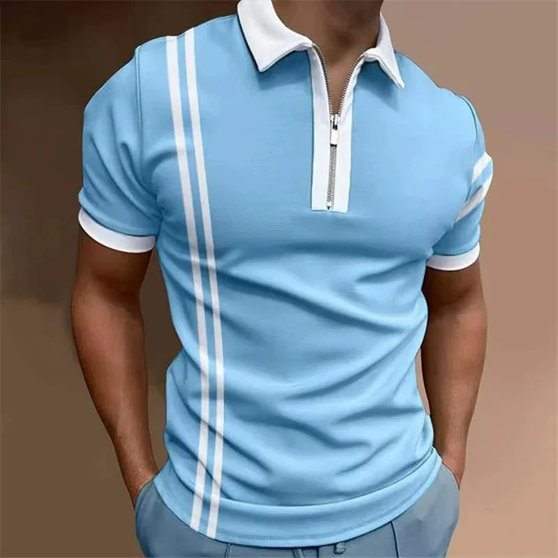 Short Sleeve Fashion Striped Pattern Men's Polos T-Shirts Summer 3D Printed Street Simple POLO Tee 6XL Plus Size Casual Tops