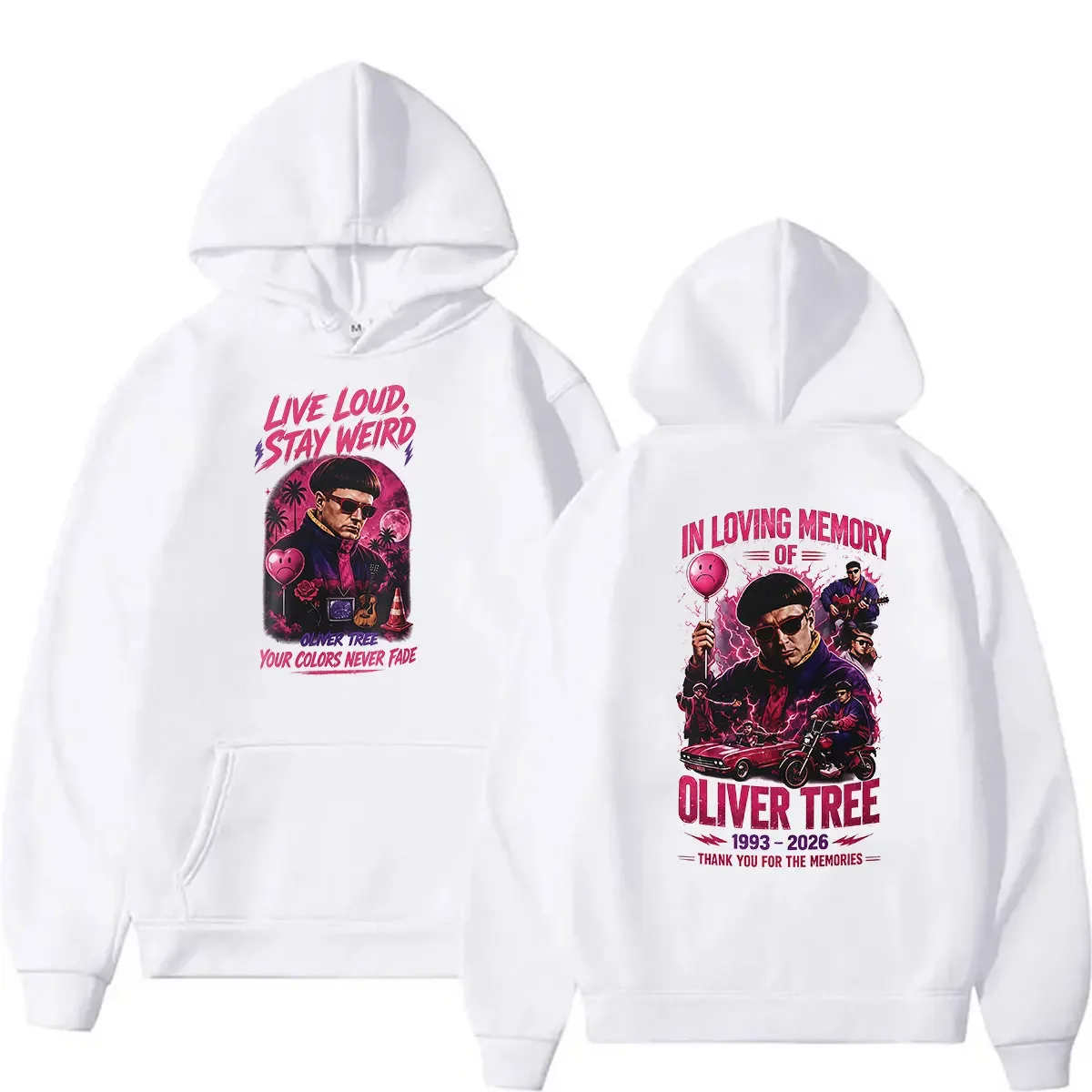 Customization In Loving Memory Of Oliver Tree Live Loud Stay Weird Your Colors Never Fade 1993-2026 Hoody Men's Vintage Long Sle