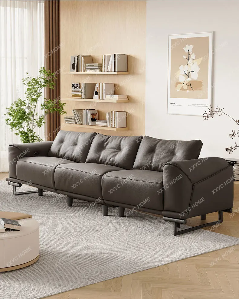 Sofa living room first layer leather electric function straight row home living room fashion new