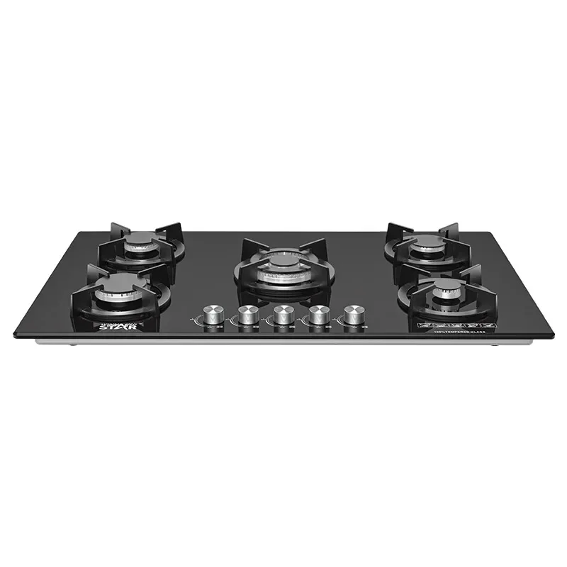 

ST-5660 Hot Selling Black Tempered Glass 5 Burner Gas Cook Tops Kitchen Stove