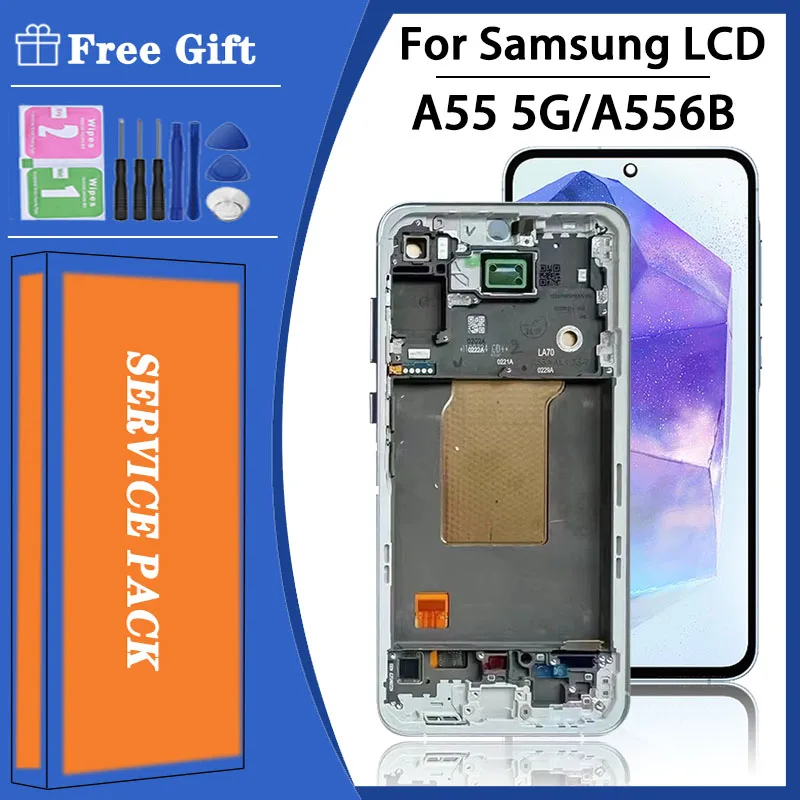 Super AMOLED para Samsung A55 A556B A556E A5560 A556V pantalla LCD Digitalizador de pantalla táctil para Samsung A55 5G marco de pantalla