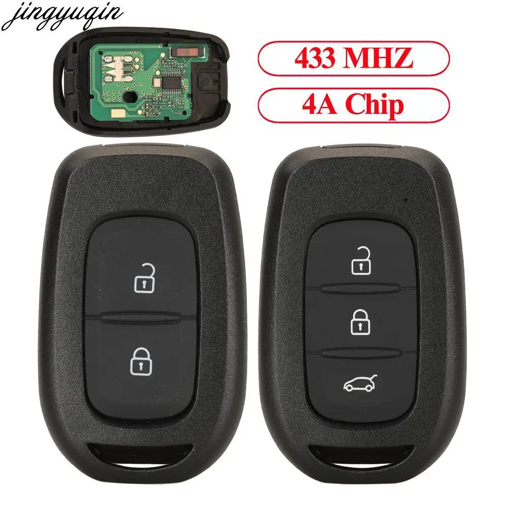 Jingyuqin 5pcs For Renault Symbol Trafic Duster Logan Sandero 2012-2018 2/3 BTN Remote Car Key Alarm 433MHZ 4A PCF7961M/PCF7952E