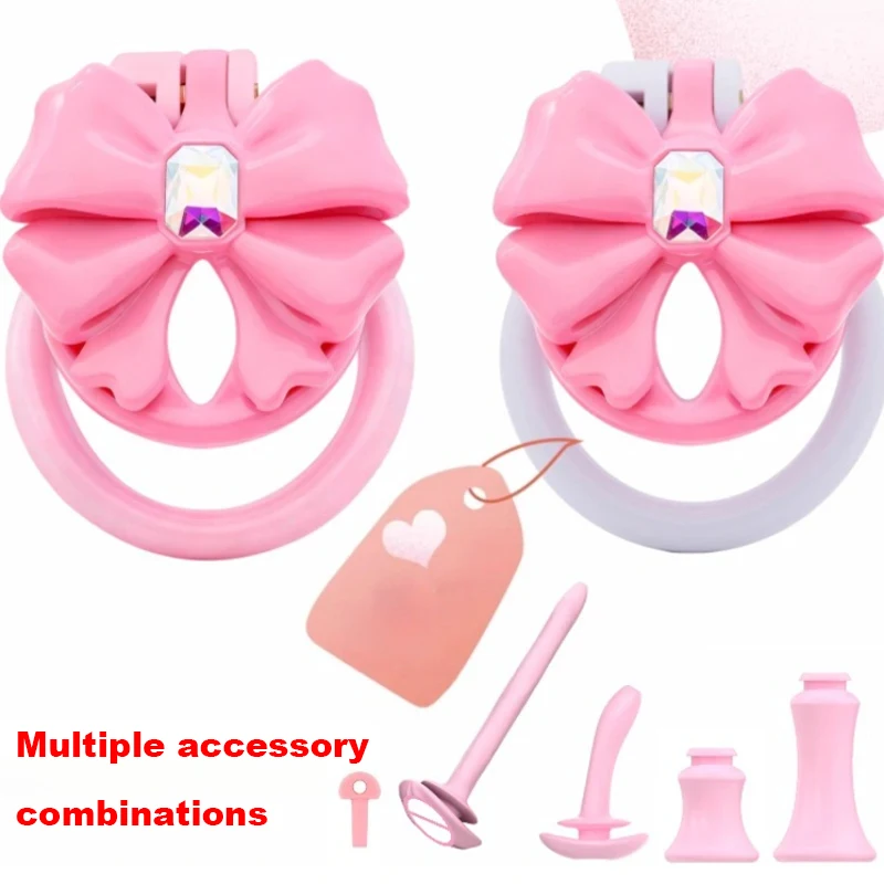 الرجال الوردي القوس شقة العفة قفص إيجابي/السلبي قفص الديك سيسي الإحليل العفة مثلي الجنس SM مثير لعب للرجال حزام العفة الرجال