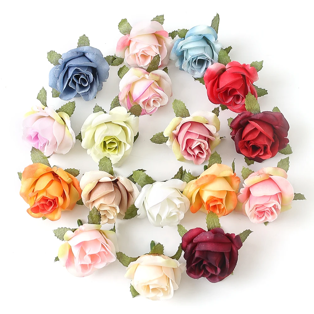 10/20/50Pcs Artificial Rose Flowers Heads 4CM Fake Flowers for Home Room Decor Wedding Decoration DIY Garland Gift Accessories