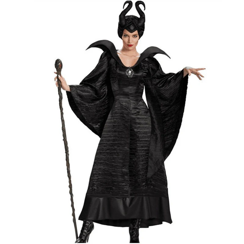 Halloween Witch Costume Dark Witch Queen Dress Gothic Vampire Costume Stepmother Witch Dress Party Show Costume