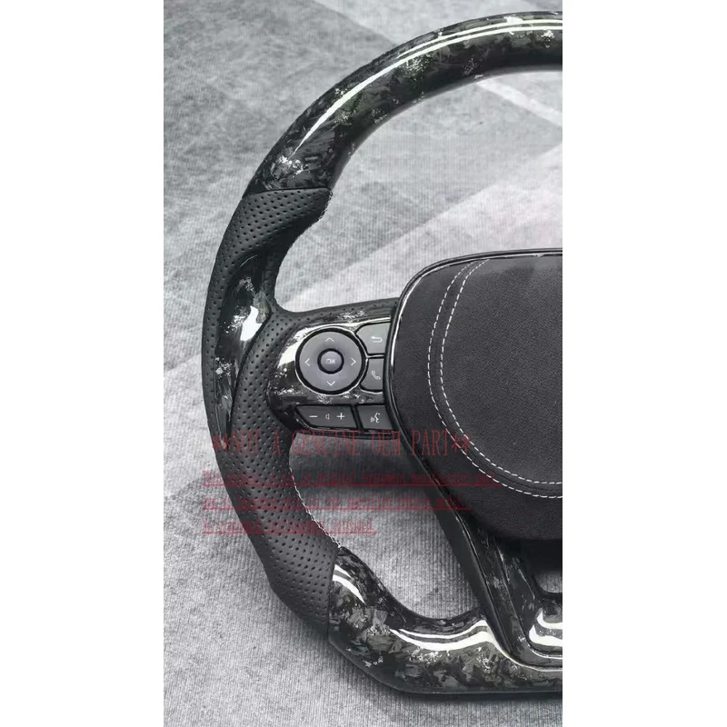 For Toyota Leather Carbon Fiber Snowflake Style Steering Wheel Cover Horn Shell
