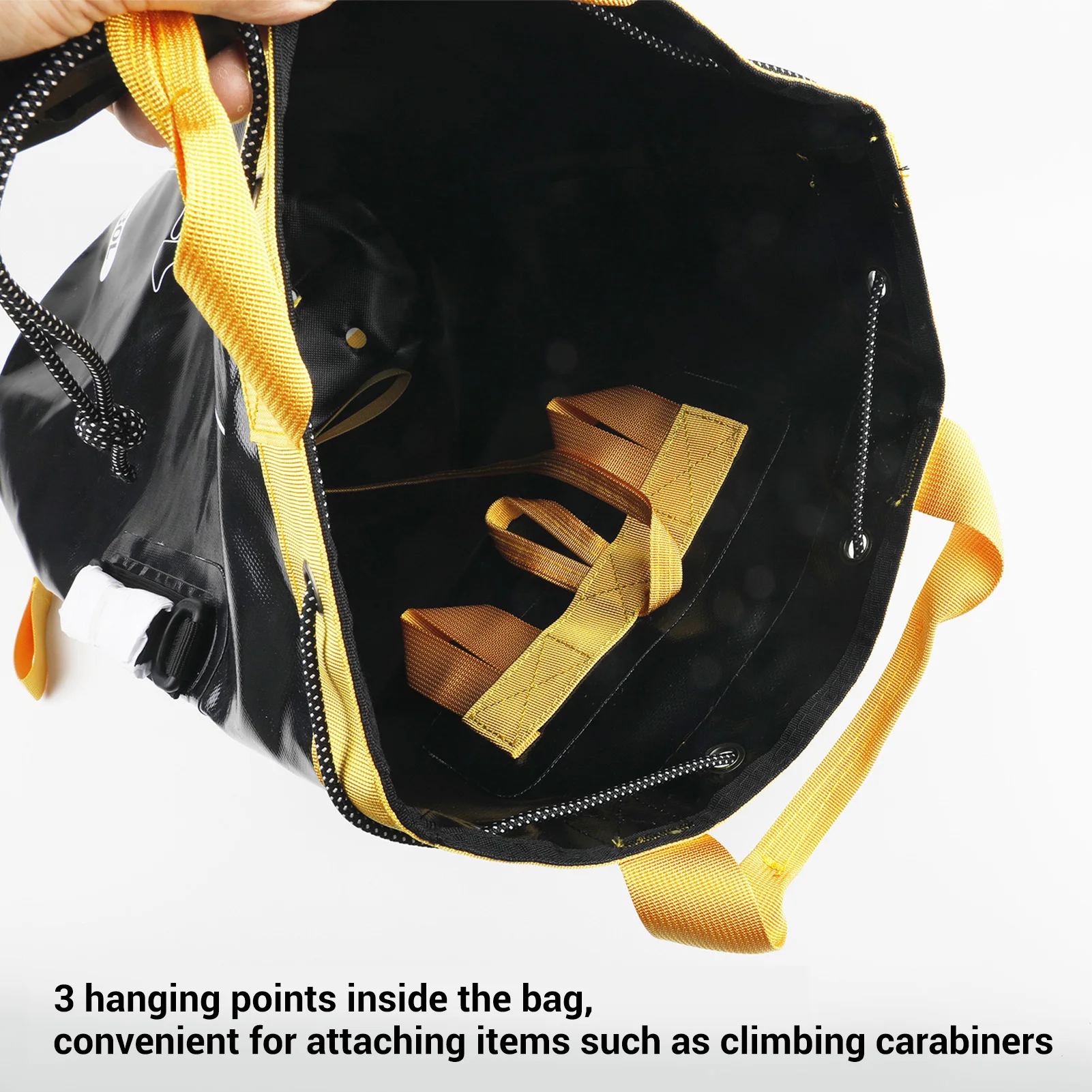 Black Climbing Rope Bag Wide Opening Drawstring Closure Caving Rope Bag Water Resistant Shoulder Straps Rescue Rope Backpack