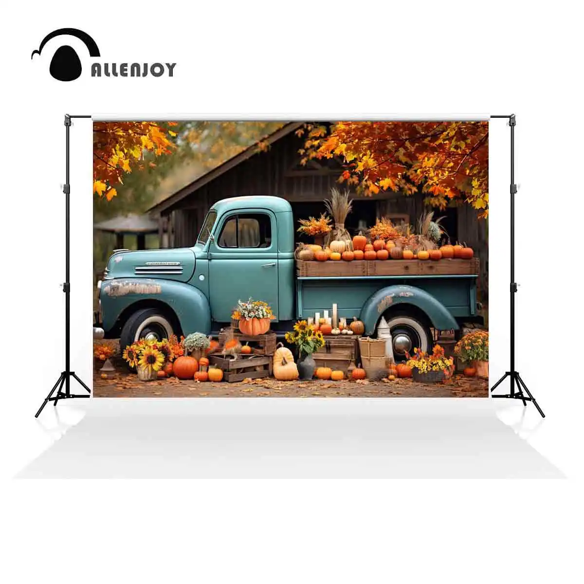 Allenjoy Autumn Blue Truck Backdrop