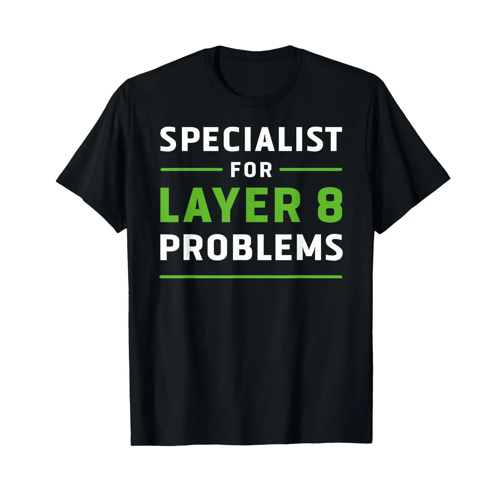 Specialist for Layer 8 Problems IT Admin Programmer Geek T Shirt black vintage Washed Casual Stretched Slightly Comfortable
