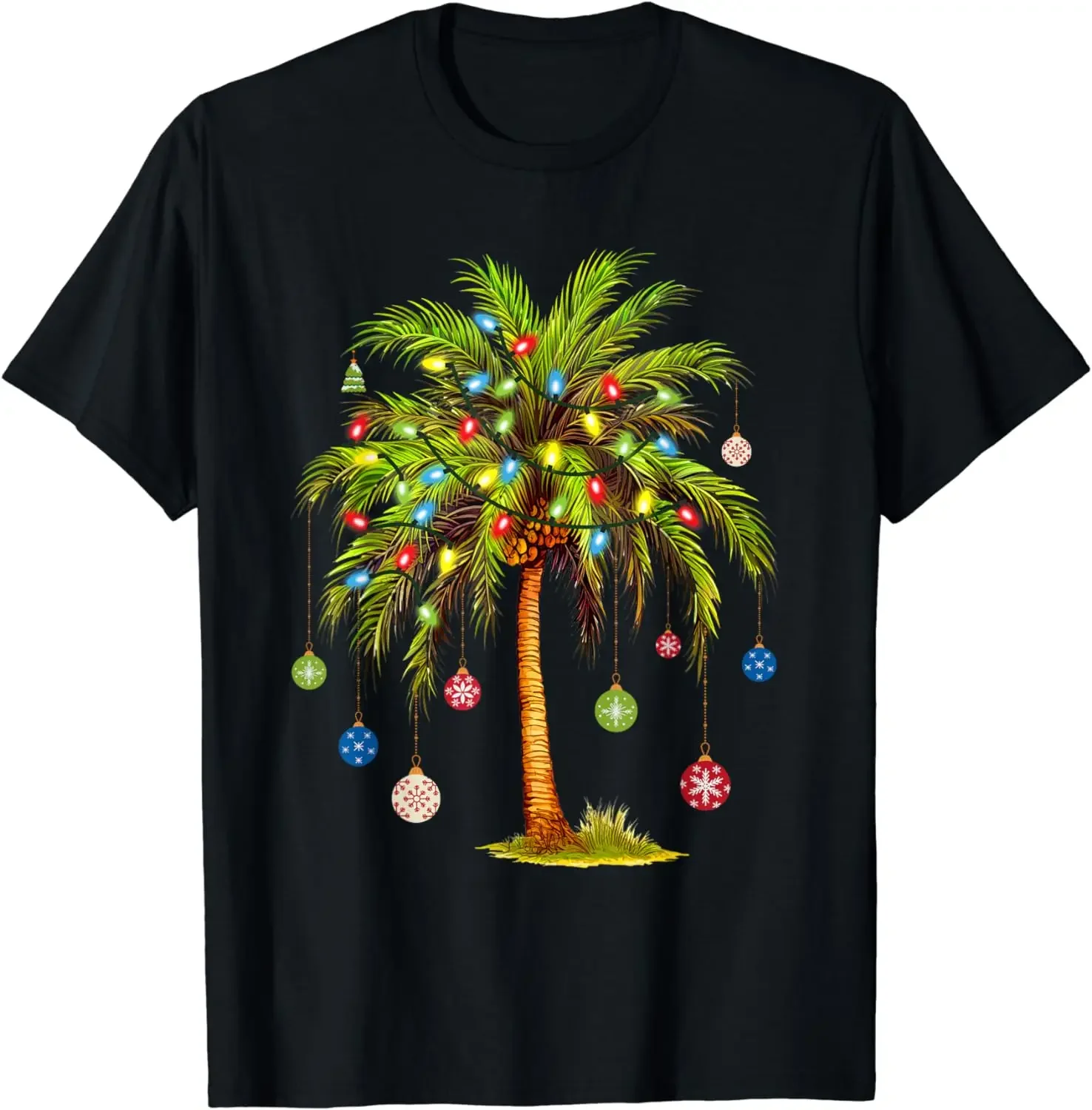 T-shirt de Noël tropical hawaïen léger pour femmes, palmier de Noël, t-shirts esthétiques vintage, vêtements pour femmes