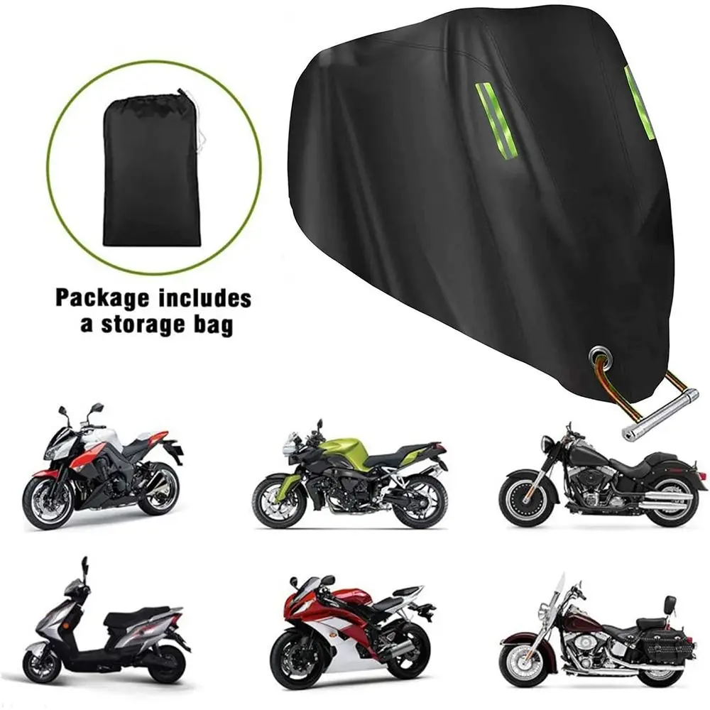 Universal 210D Motorcycle Cover Waterproof Motor Accessory UV Protector Bike Rain Dustproof Black Scooter Covers All Season