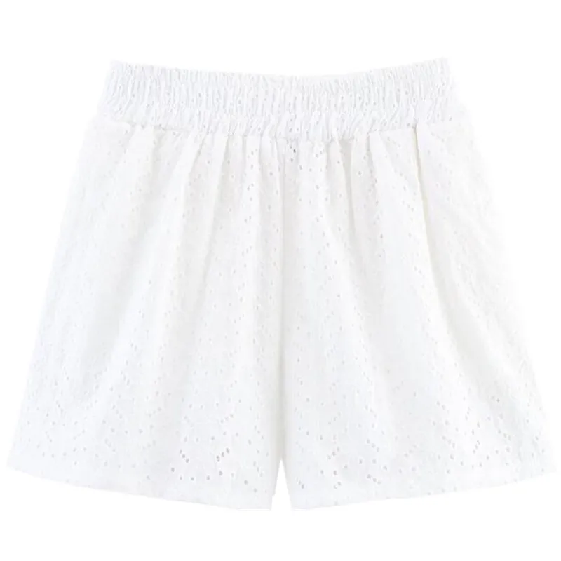 2025 Summer New Women's Casual Hollow Embroidery Comfortable Mid-Waist ort Pants Versatile Sle l Waist ort orts