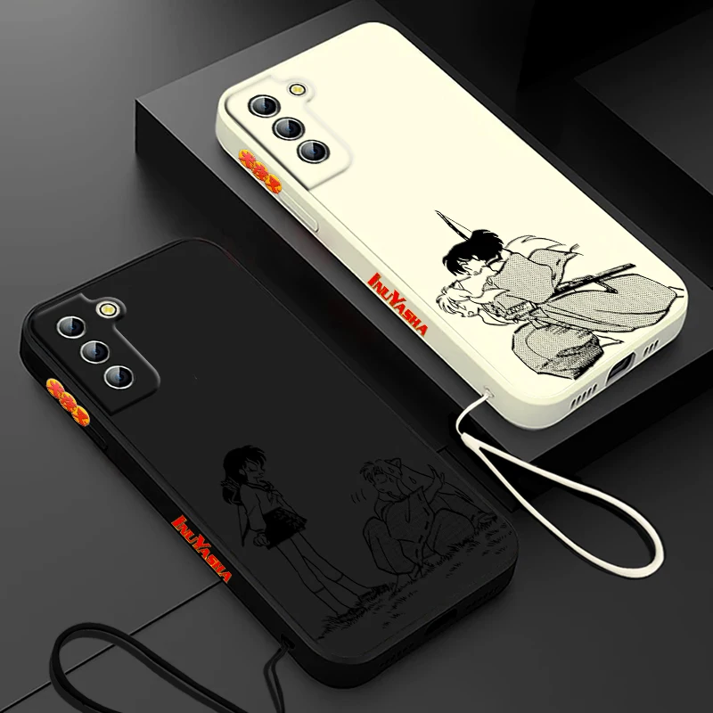 Anime Inuyasha Line Phone Case For Samsung Galaxy S24 S23 S22 S21 S20 Pro FE Plus Ultra Liquid Left Rope Cover